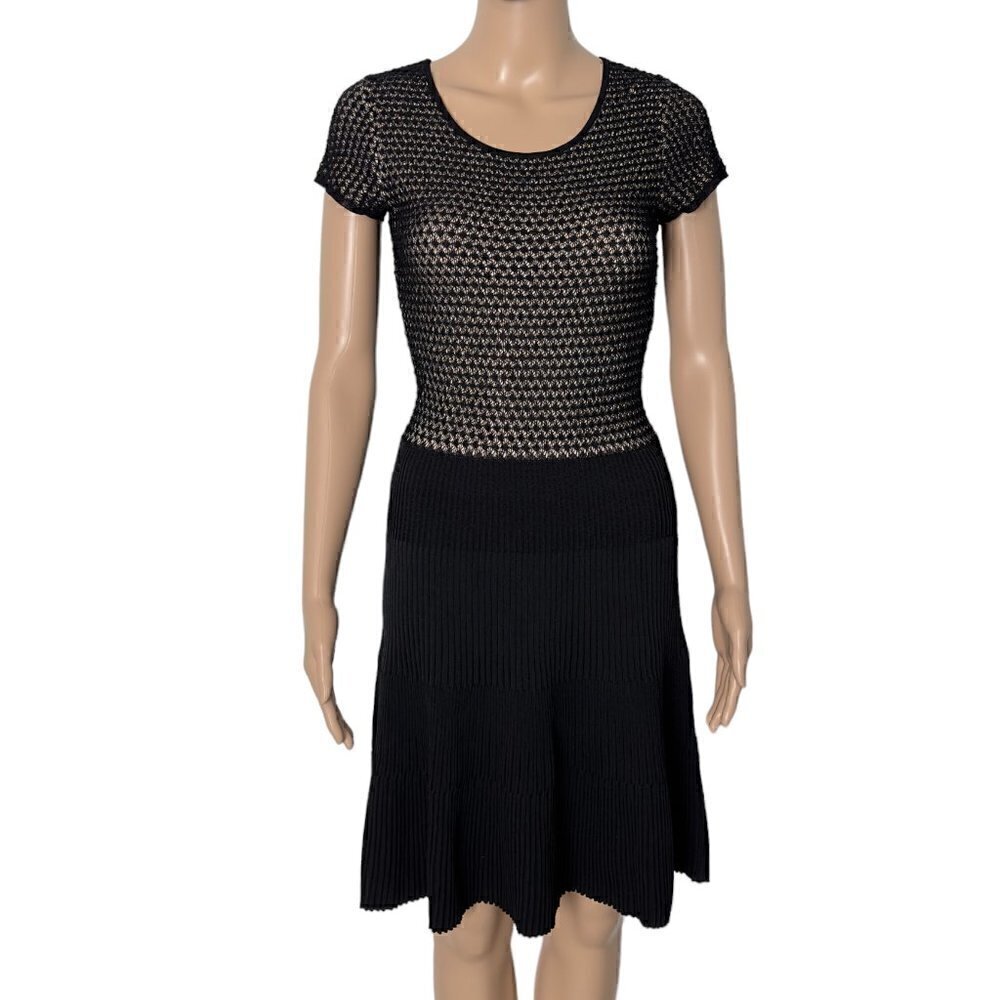 Issa London Lace w/ Ribbed Knit Fit and Flare Knee Length Dress (M)
